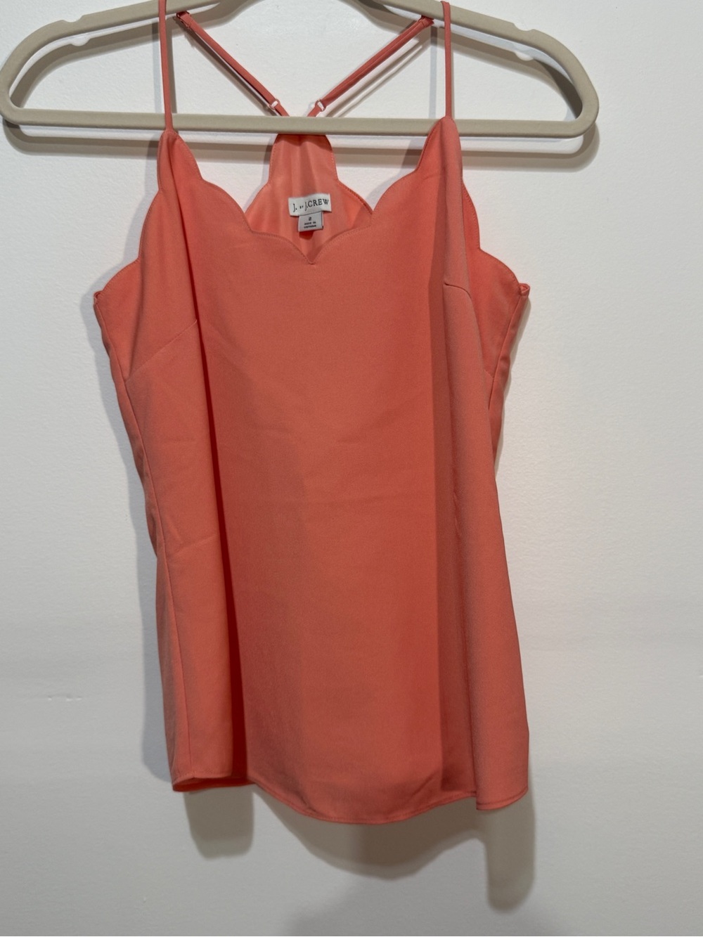 NWOT J. Crew Coral Scallop-Edge Camisole Size 2